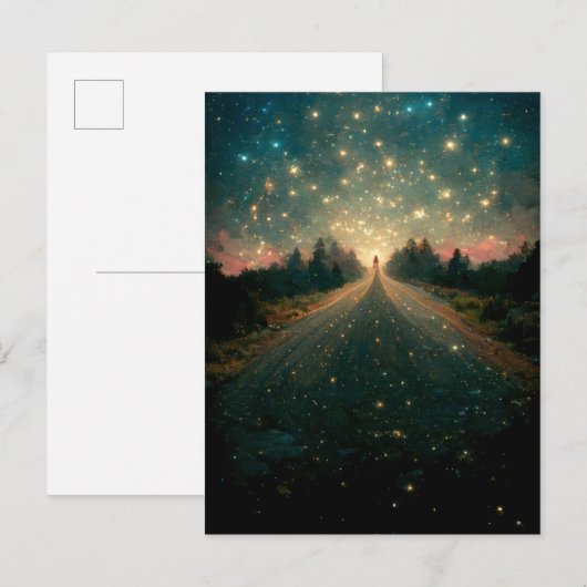 Starry Road Fantasy Landscape Sci-Fi Briefkaart (Voorkant / Achterkant)