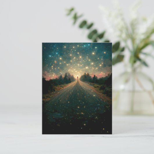 Starry Road Fantasy Landscape Sci-Fi Briefkaart (Staand voorkant)