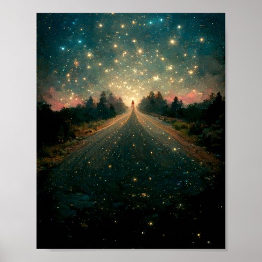 Starry Road Fantasy Landscape Sci-Fi Poster (Voorkant)