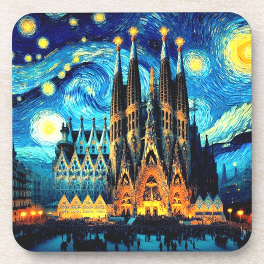 Starry Sagrada Familia Barcelona Bier Onderzetter (Voorkant)