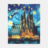 Starry Sagrada Familia Barcelona Fleece Deken (Voorkant)