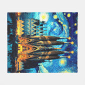 Starry Sagrada Familia Barcelona Fleece Deken (Voorkant (Horizontaal))
