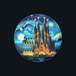 Starry Sagrada Familia Barcelona Magneet<br><div class="desc">Dit elegante ontwerp is een afbeelding van de Sagrada Familia in Barcelona in de stijl van Vincent Van Goghs Sterrennacht.</div>