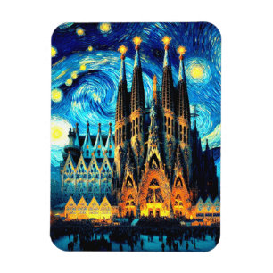 Starry Sagrada Familia Barcelona Magneet