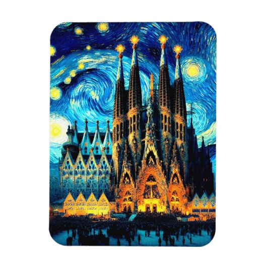 Starry Sagrada Familia Barcelona Magneet (Verticaal)