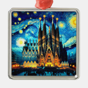 Starry Sagrada Familia Barcelona Metalen Ornament