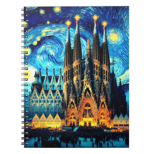 Starry Sagrada Familia Barcelona Notitieboek (Voorkant)