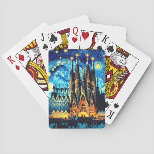 Starry Sagrada Familia Barcelona Pokerkaarten (Achterkant)