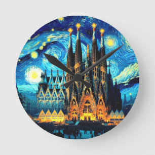 Starry Sagrada Familia Barcelona Ronde Klok