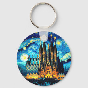 Starry Sagrada Familia Barcelona Sleutelhanger
