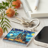 Starry Sagrada Familia Barcelona Sleutelhanger (Voorkant Rechts)