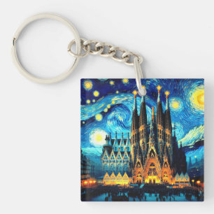 Starry Sagrada Familia Barcelona Sleutelhanger
