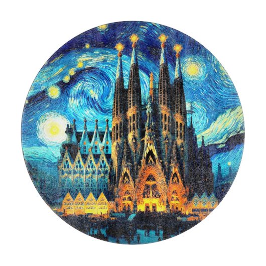 Starry Sagrada Familia Barcelona Snijplank (Voorkant)