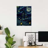Starry Sanctuary in Van Gogh stijl Poster (Thuiskantoor)