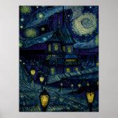 Starry Sanctuary in Van Gogh stijl Poster (Voorkant)