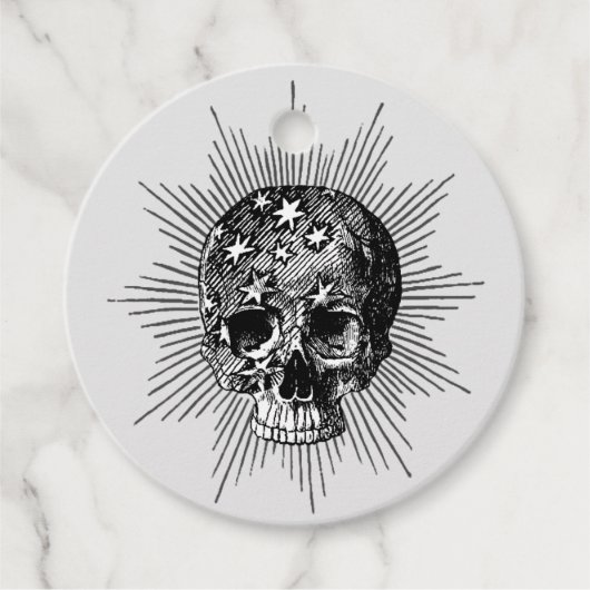 Starry Skull {{ met gepersonaliseerde tekst} Sleut Bedankjes Labels (Voorkant)