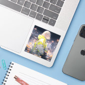 Starry sky  | 東京娘 GenerartiveAI シール Sticker (Laptop met iPhone)