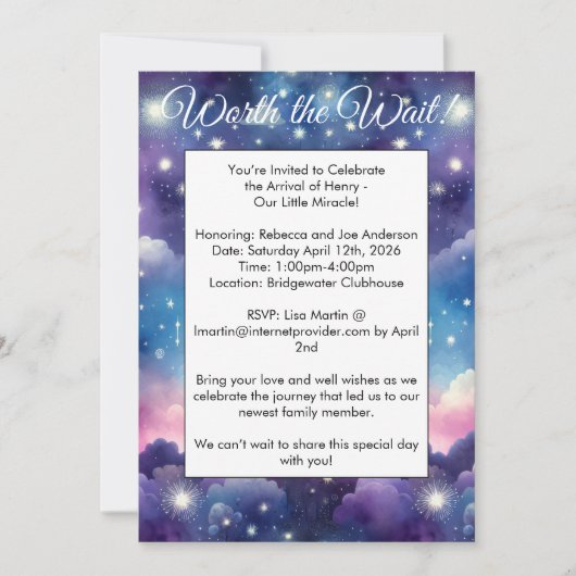 Starry Sky Adoptie Baby shower Kaart (Voorkant)