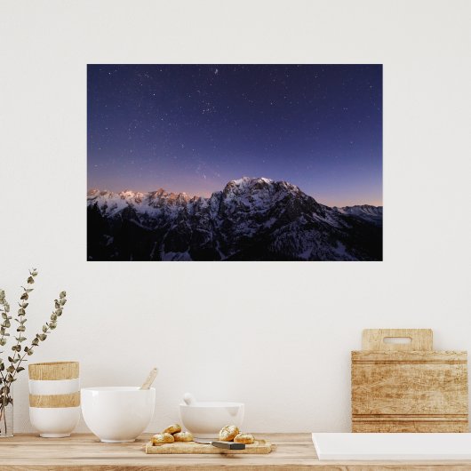 Starry sky boven bergen poster (Keuken)