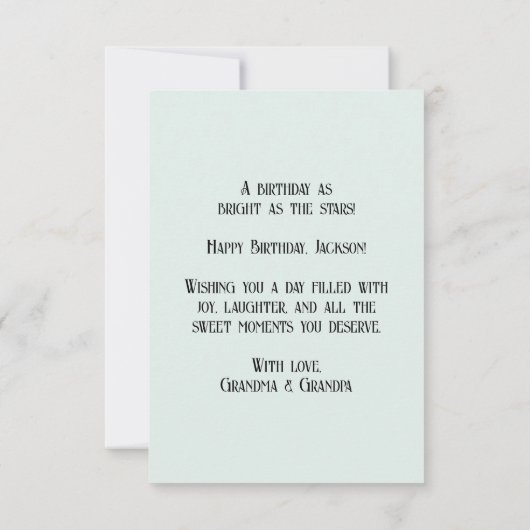 Starry Sky Eerste Verjaardag Kaart (Achterkant)