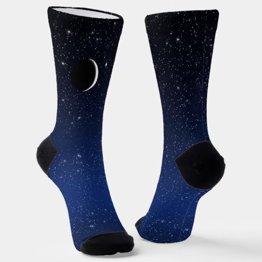 Starry Sky en Crescent Moon, Deep Blue Sokken (Gebogen)