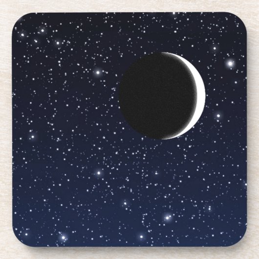 Starry Sky en Crescent Moon, Deep Blue tot Black Drankjes Onderzetter (Voorkant)
