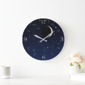 Starry Sky en Crescent Moon, Deep Blue tot Black Grote Klok (Huis)