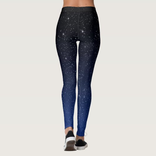 Starry Sky en Crescent Moon, Deep Blue tot Black Leggings (Achterkant)