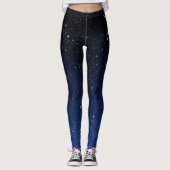 Starry Sky en Crescent Moon, Deep Blue tot Black Leggings (Voorkant)