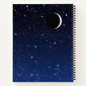 Starry Sky en Crescent Moon, Deep Blue tot Black Notitieboek (Achterkant)