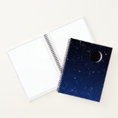 Starry Sky en Crescent Moon, Deep Blue tot Black Notitieboek (Binnen)