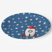 Starry Sky Fat Rocket Ship Papieren Bordje (Gekanteld)