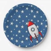 Starry Sky Fat Rocket Ship Papieren Bordje (Voorkant)