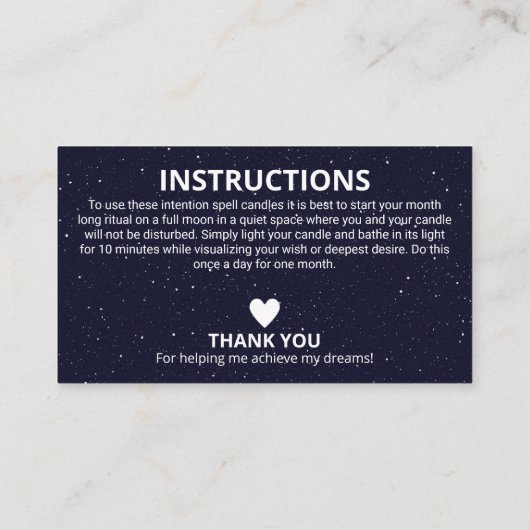 Starry Sky Floral Moon Crystal Candle Spell Visitekaartje (Achterkant)