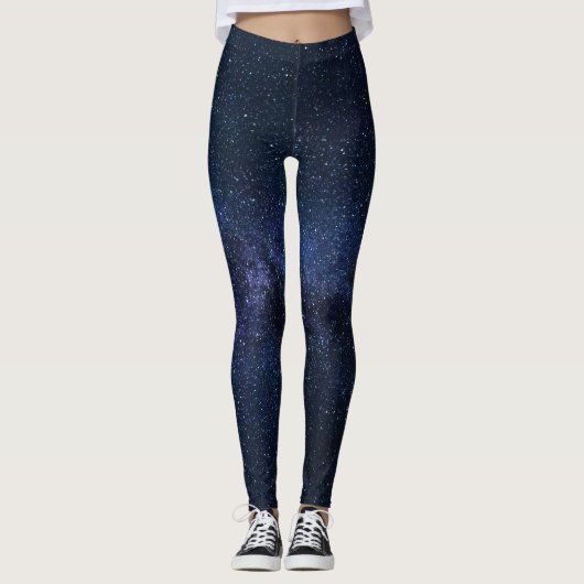 Starry sky middernacht blauwe actieve draag yoga leggings (Voorkant)