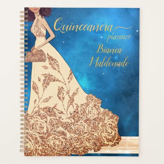 Starry Sky Midnight Blue Quinceañera Planner (Voorkant)