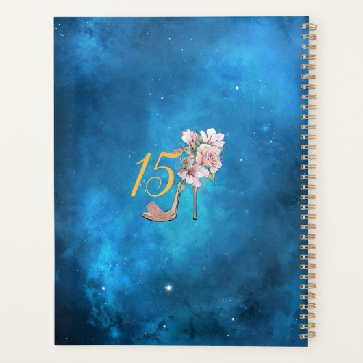 Starry Sky Midnight Blue Quinceañera Planner (Achterkant)
