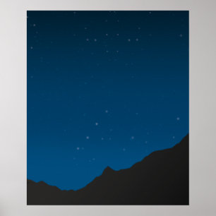 Starry Sky over bergen in het nachtse Poster