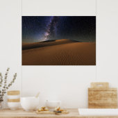 Starry Sky over de woestijn van Sand Dunes Gobi Poster (Keuken)