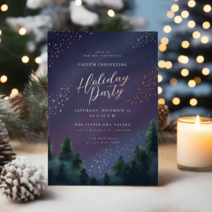 Starry Sky Roos Gouden Folie Vakantie Feestuitnodi Feestdagenkaart