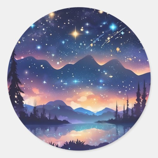 Starry Sky Serenity Ronde Sticker (Voorkant)