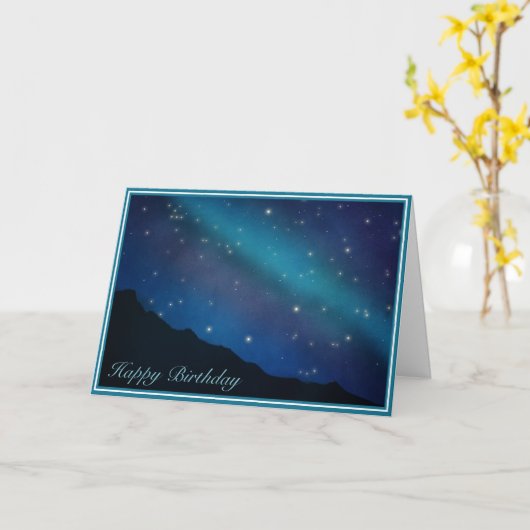 Starry Sky Verjaardag Kaart (Gele Bloem)