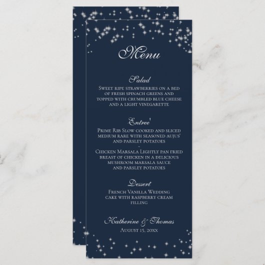 Starry Sky Wedding Menu (Voorkant / Achterkant)