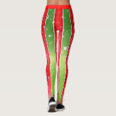 Starry Snowy Red Green White met verticale strepen Leggings (Achterkant)