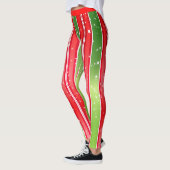 Starry Snowy Red Green White met verticale strepen Leggings (Links)