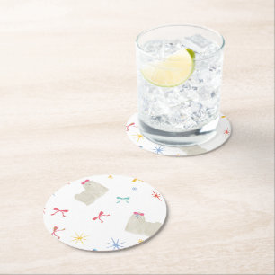 Starry Sparkle Schattigee puppywensen Ronde Kartonnen Onderzetter
