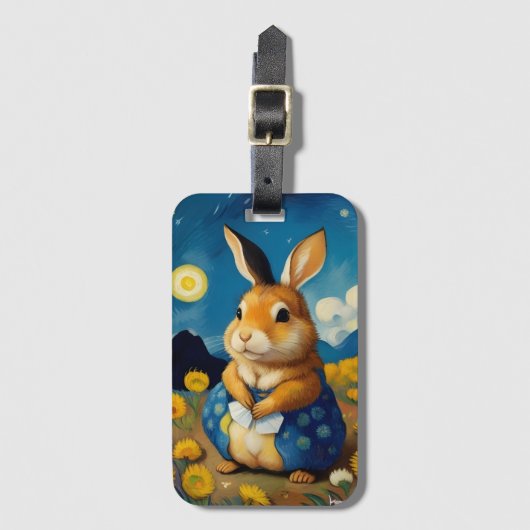 Starry Spring Bunny Bagagelabel (Voorkant (verticaal))