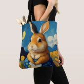 Starry Spring Bunny Canvas tas