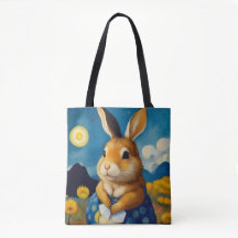 Starry Spring Bunny Canvas tas