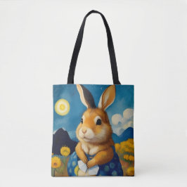 Starry Spring Bunny Canvas tas